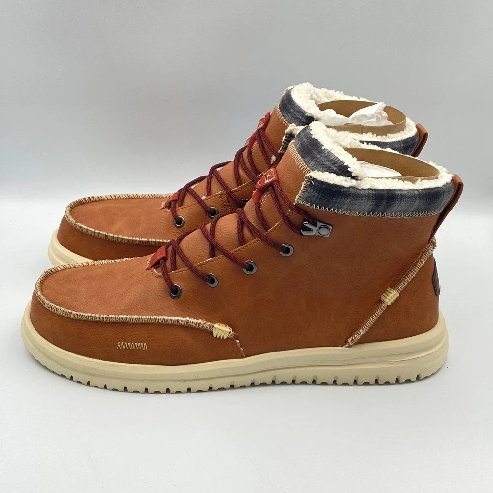HEY DUDE Bradley Classic Cozy Casual Boots Cognac Brown Men's Size 12 44962-21N